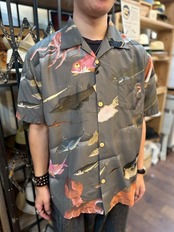 HOUSTON/ヒューストン x伊藤若冲COTTON RAYON ALOHA SHIRT(魚くし)/アロハシャツ