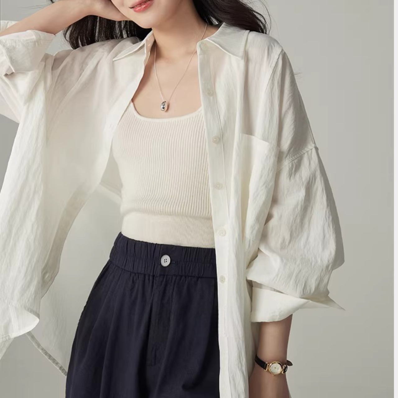 淡色 オーバーサイズ シャツ 00126・画像17