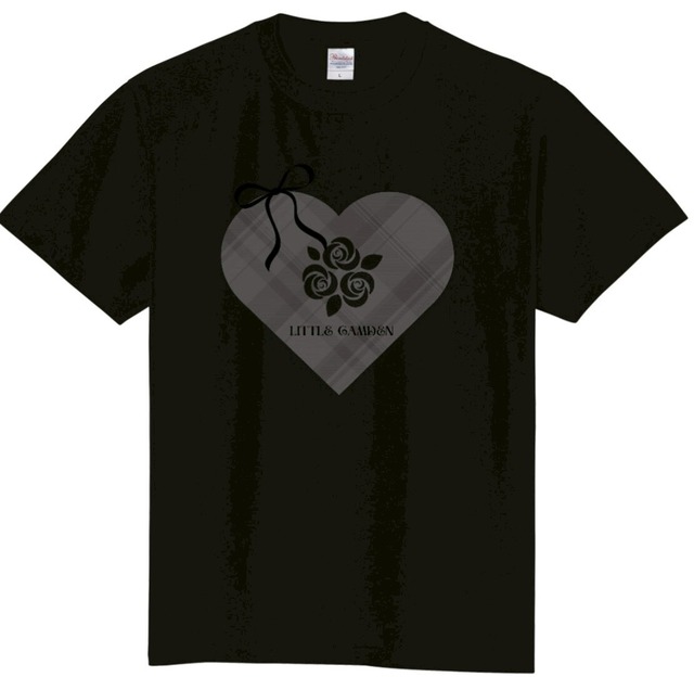 チェックハートTシャツ ブラックグレー