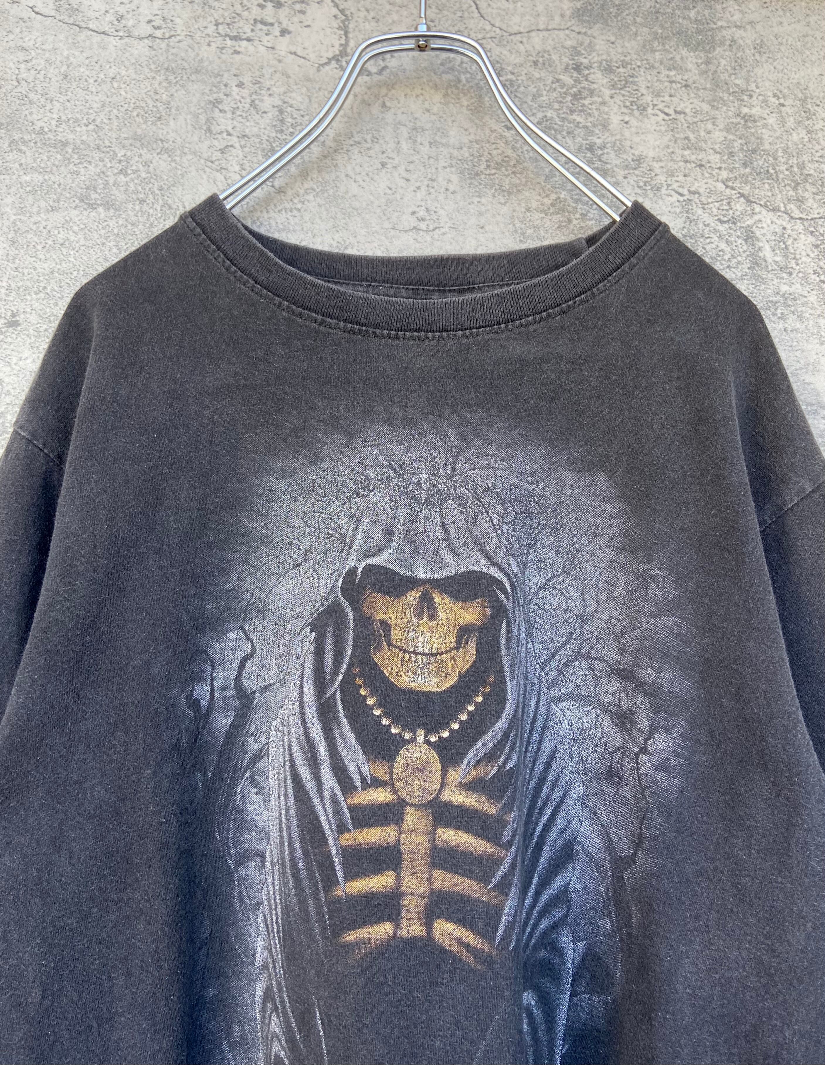 vintage 骸骨 黒 Tシャツ 両面ロゴ
