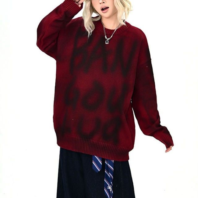 spray full lettering knit　スプレーフルレタリングニット　J1370