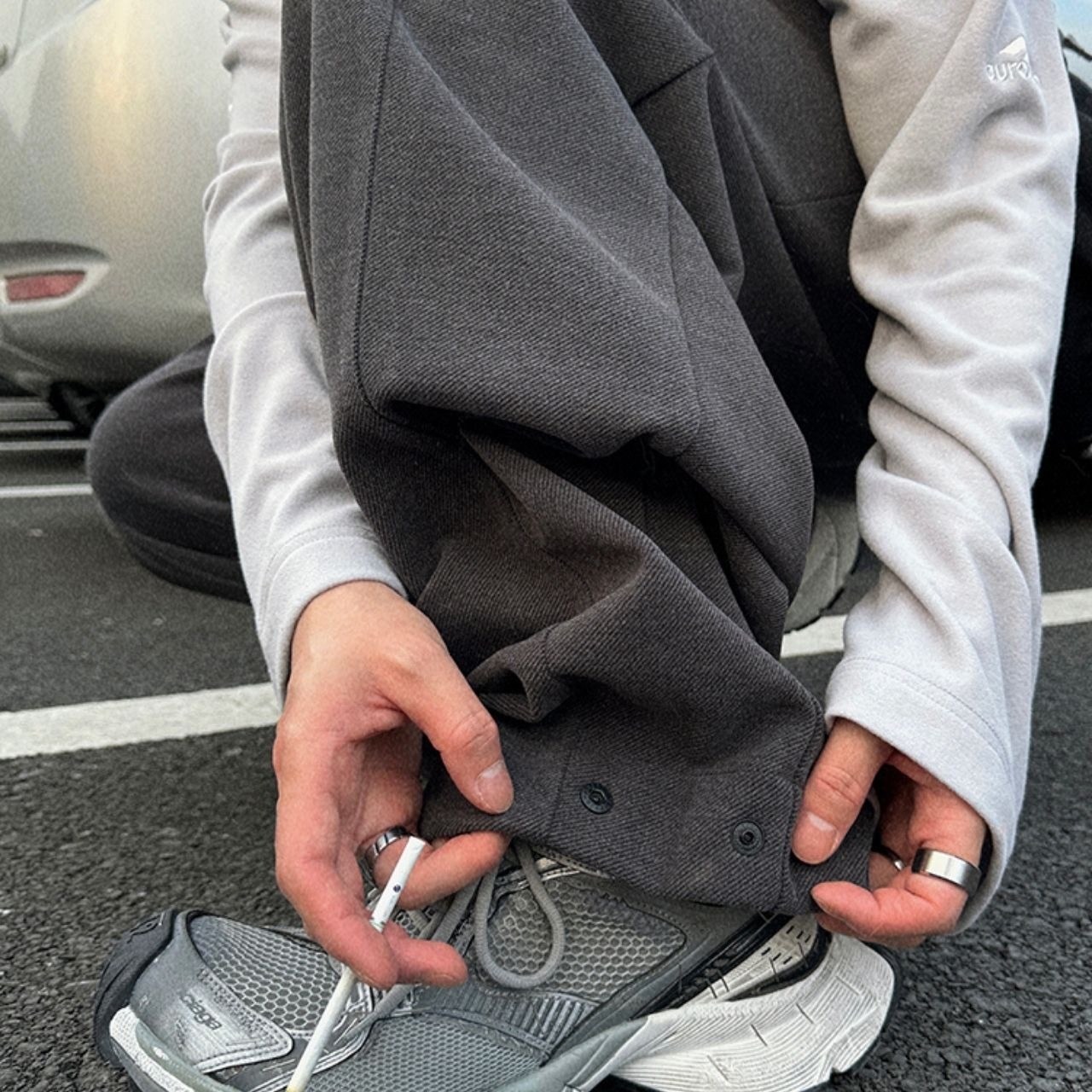 ビッグシルエット立体プリーツパンツ　1049