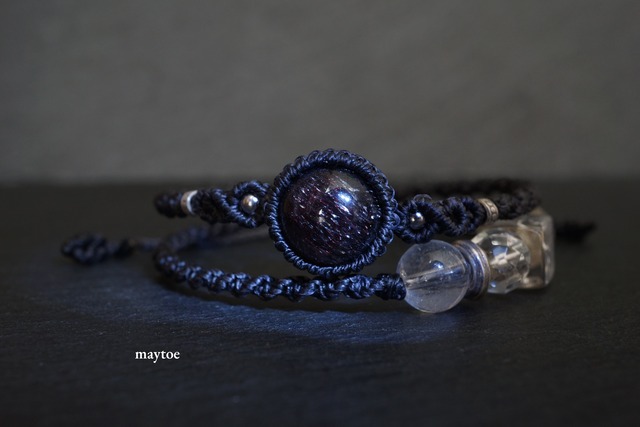 【15㎝サイズ固定1点物】花火スーパーセブン（エレスチャルクォーツ）の二重マクラメブレスレット