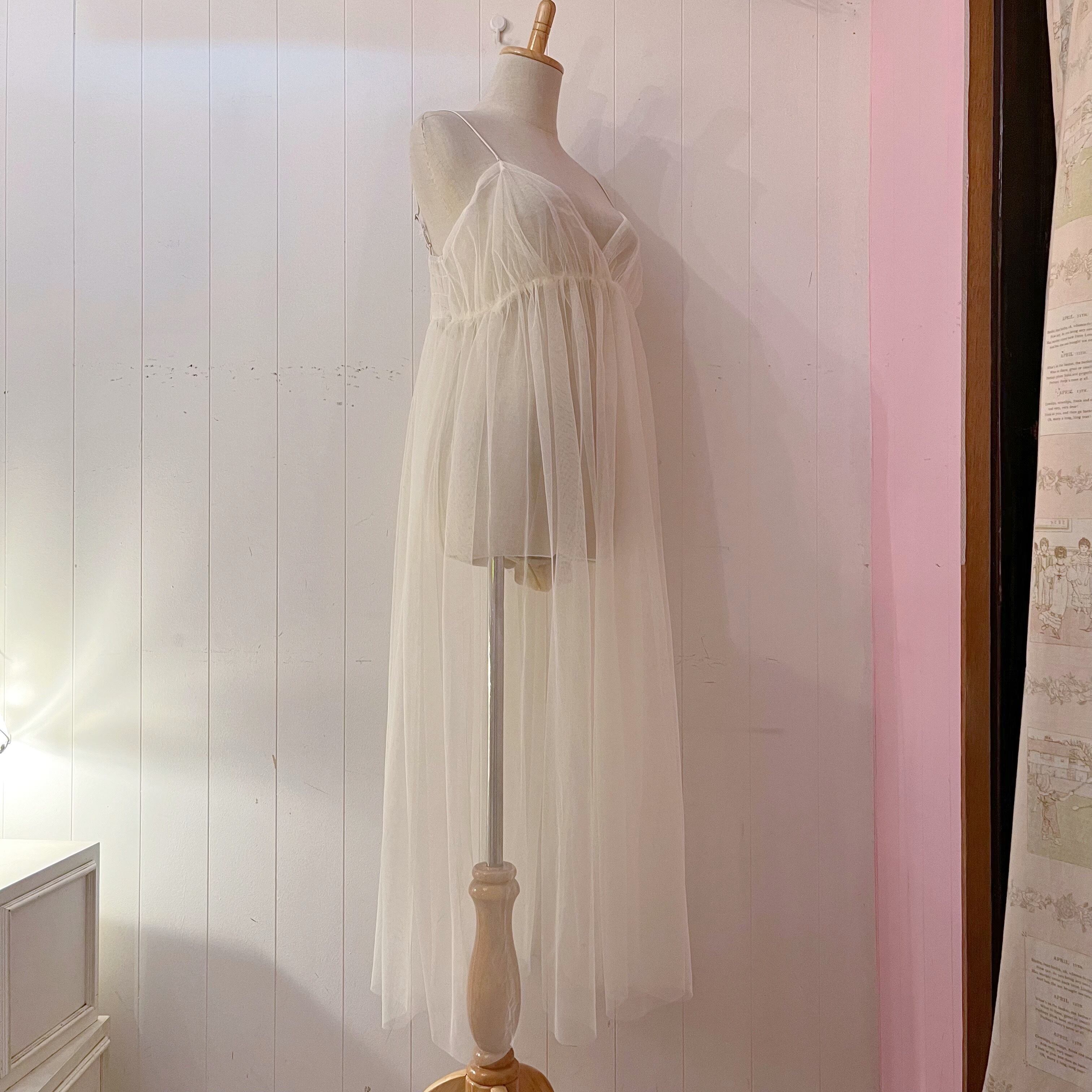 tulle camisole one-piece