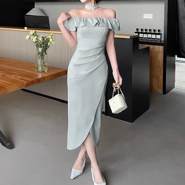 ドレス ワンピース パーティー 披露宴 演奏会 発表会 ステージ 舞台 キャバ ダンス 衣装 ミモレ オフショル スレンダー スリム アシンメトリー 細身 フリル ハイウエスト シャーリング 可愛い きれいめ シンプル カジュアル 大人可愛い 上品 おしゃれ かっこいい レトロ キュート ガーリー クール モード エレガント モダン 主役級 存在感 とろみ感 抜け感 クラシック 清楚 ゴージャス エレガント セクシー 華やか ナチュラル クラシカル 美脚 脚長 高見え S M L XL ライトグリーン