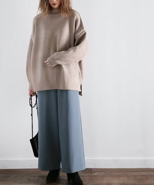 配色ステッチ入り　ニットプルオーバー　AJ1102-8093