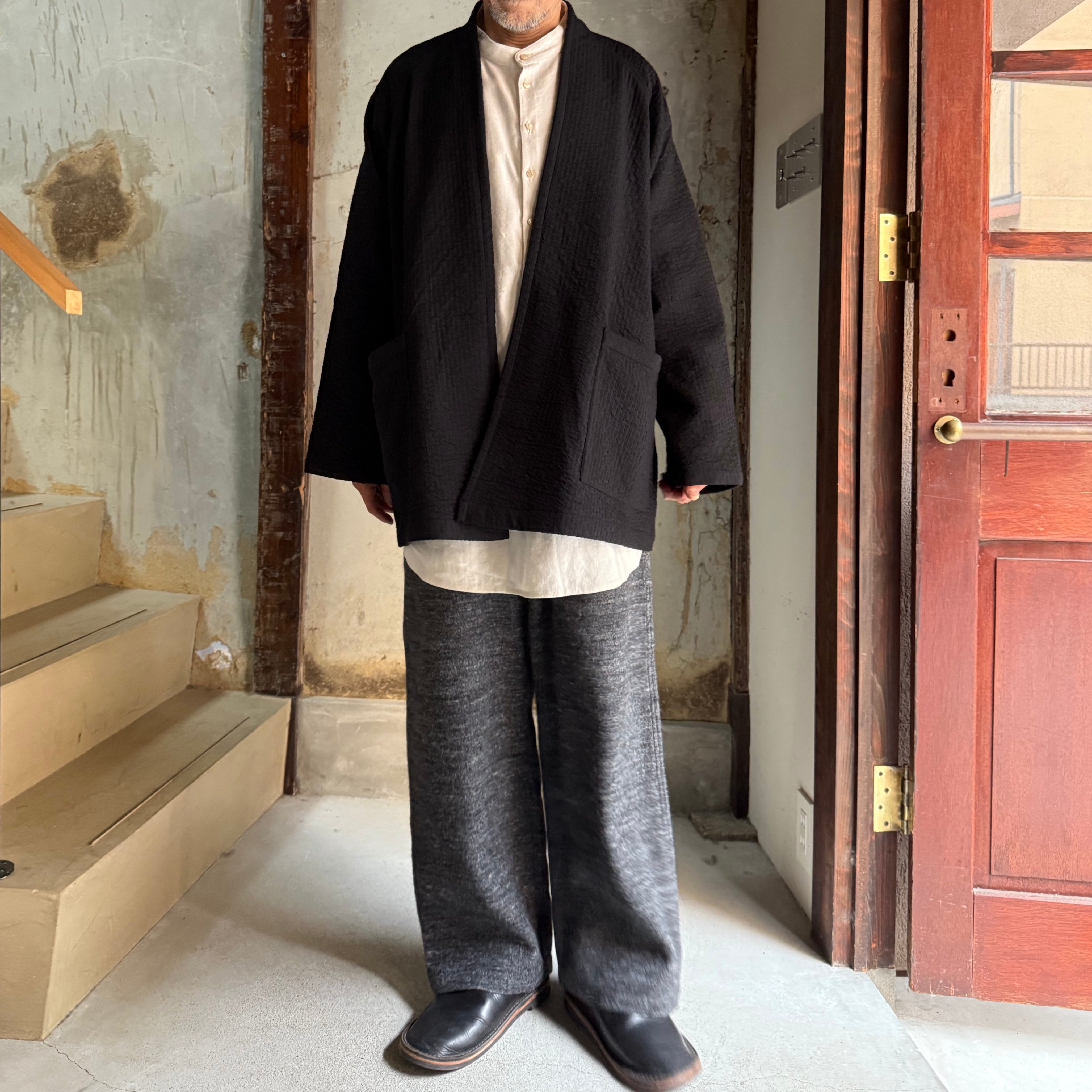 MITTAN JK-80 中わた刺し子織ジャケット2 黒 | Routes*Roots