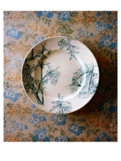 1880s Creil et Montereau 青い桜とプレートa Cerisier クレイユモントロー
