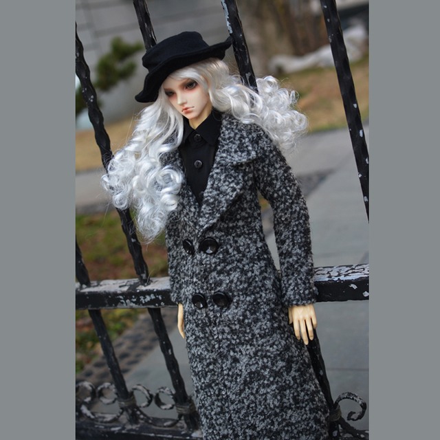 BJD人形用衣装 長コート chic グレーホワイト A033 SDサイズ人形用/Bears