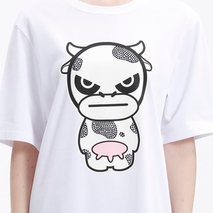 SALE 送料無料【HIPANDA ハイパンダ】レディース Tシャツ ワンピ WOMEN'S Year of the Ox PRINT SHORT SLEEVED LONG T-SHIRT / WHITE・BLACK