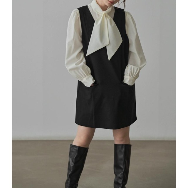 V Neck Layered Vest Dress <2colors>