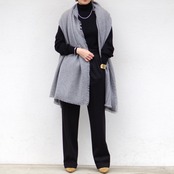 MAISON CARRÉE CASHMERE Fringe STOLE "MIX GRAY"