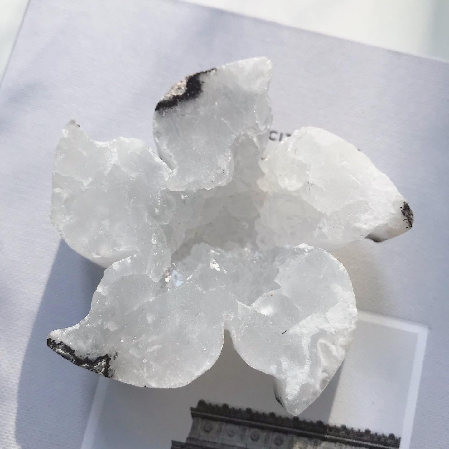 White Agate Druzy Flower 1