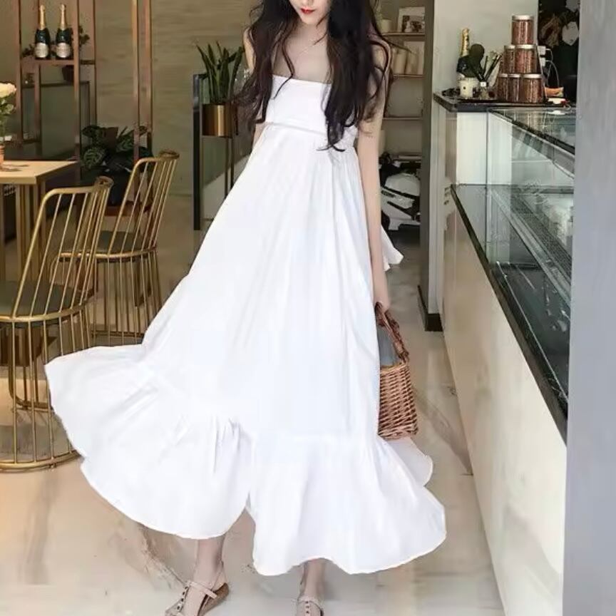 ロングフレアバックリボンサマードレス