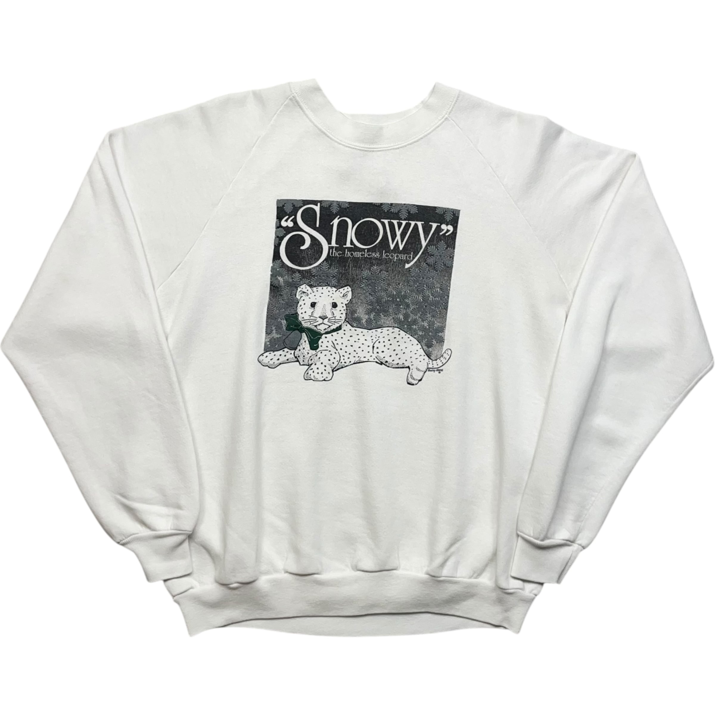 《XL》 JERZEES ジャージーズ スウェット アニマルプリント ラグランスリーブ ホワイト USA製 90年代 vintage no.9428