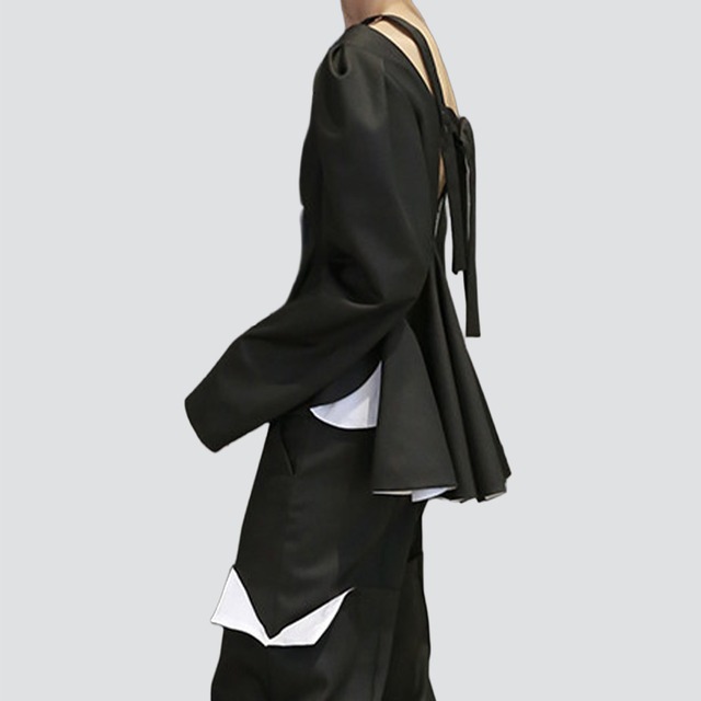 Back open peplum top A00140