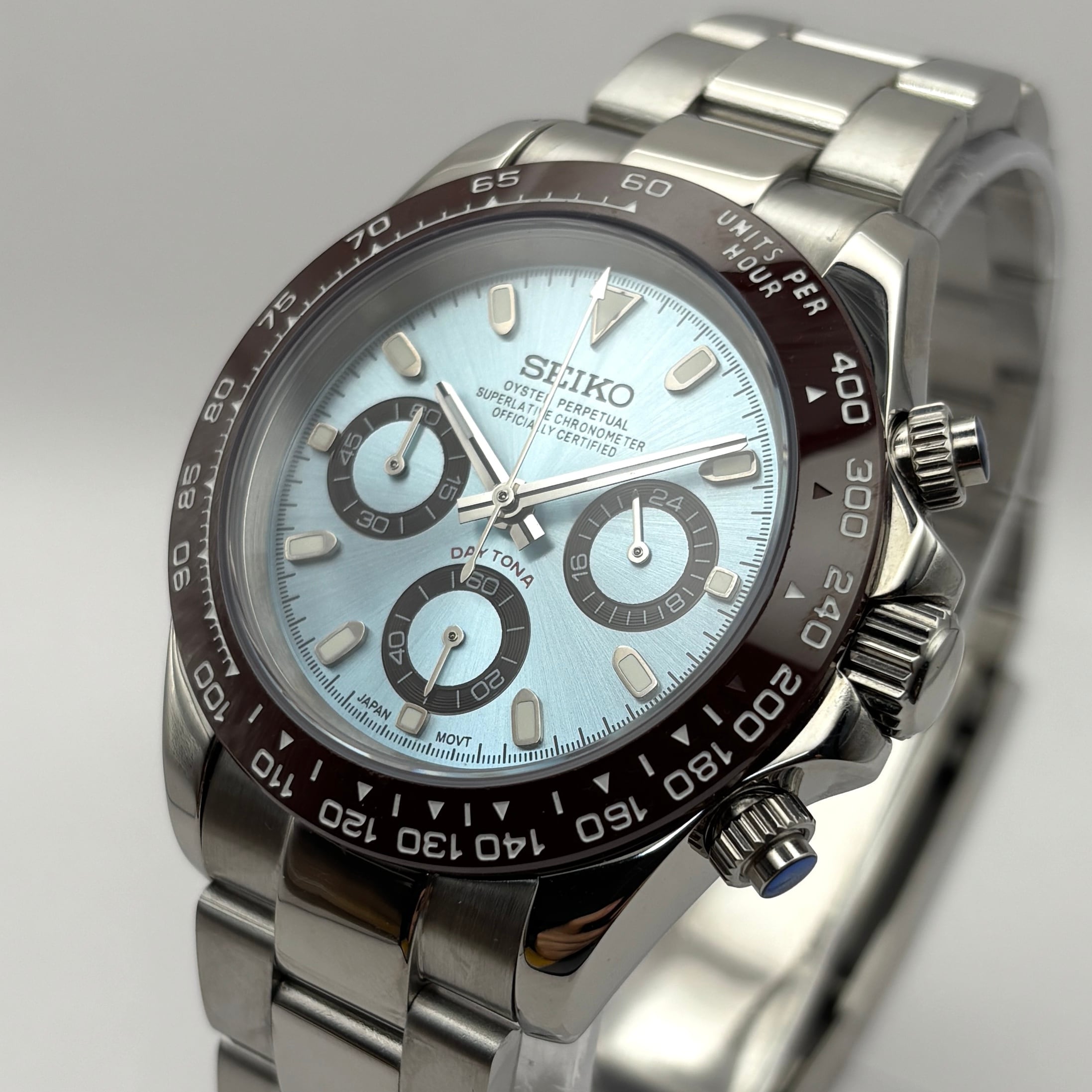 vk63 mod デイトナ アイスブルー　nh35 vk63 mod デイトナ アイスブルー nh35 Seiko Mods