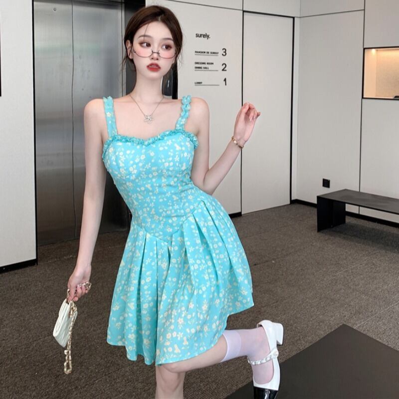 スタンダードフローラルウェストAラインドレス レトロ 花柄 ハンチェンe37345898001