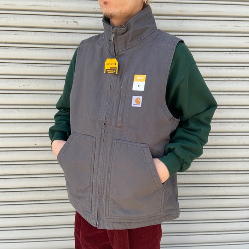 タグ付き未使用品 カーハート ウォッシュドダック地内ボアベスト グレー M