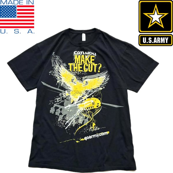 1点物◇USA製アメリカ軍US Army黒バックプリントTシャツ古着メンズXL