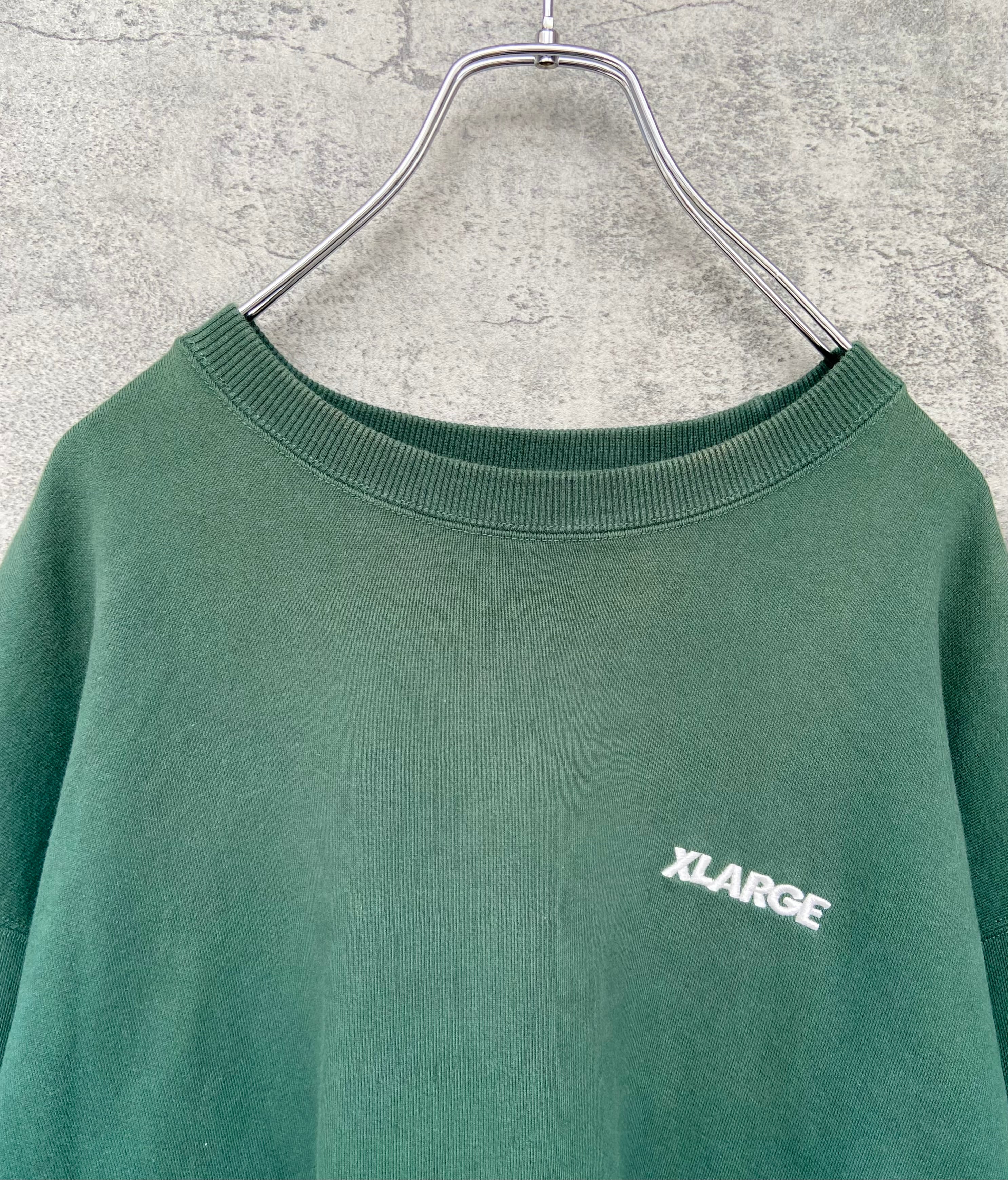 xlarge エクストララージ スウェット 緑 背面刺繍ロゴ オーバーサイズ