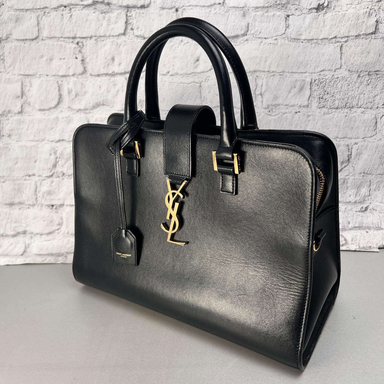 SAINT LAURENT サンローラン カバス レザー ショルダーバッグ 黒 A-13849