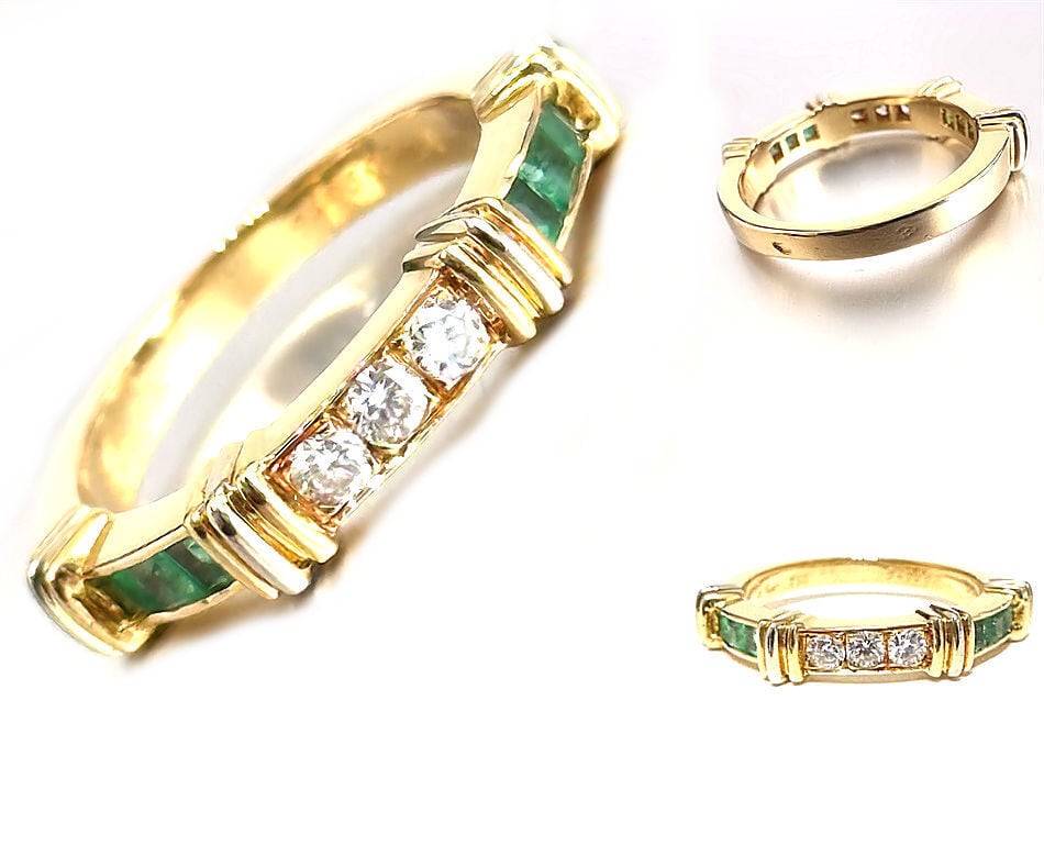 CARTIER カルティエ コンテッサ エメラルド ダイヤモンド リング K18 YG イエローゴールド 指輪 9号