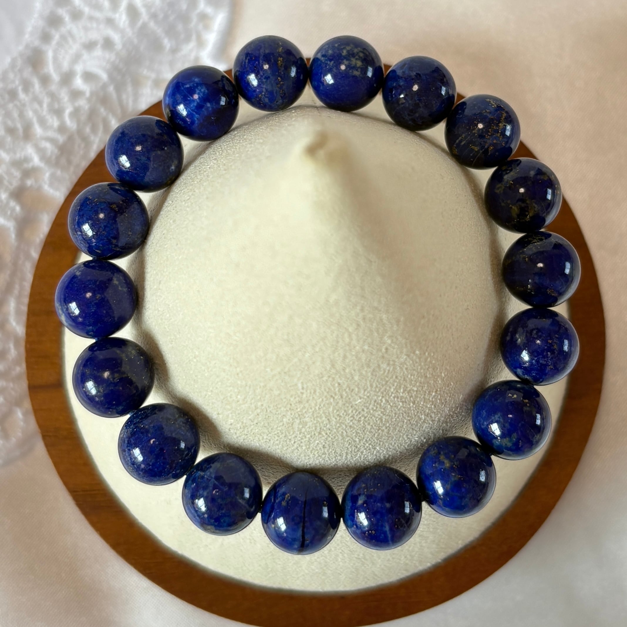 ⭐高品質ラピスラズリ⭐ アフガニスタン産 10㎜珠 ブレスレット 一点もの 天然 本物 無着色・無加工 内周15cm