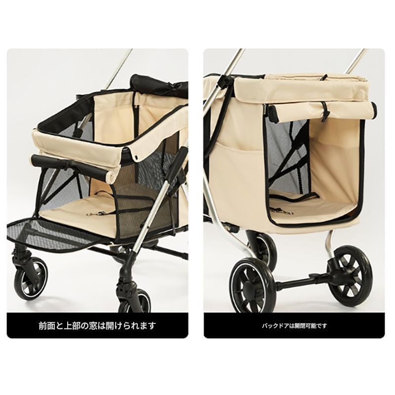 軽量で折りたたみ可能なペット用ベビーカー。犬、猫、小型犬から中型犬