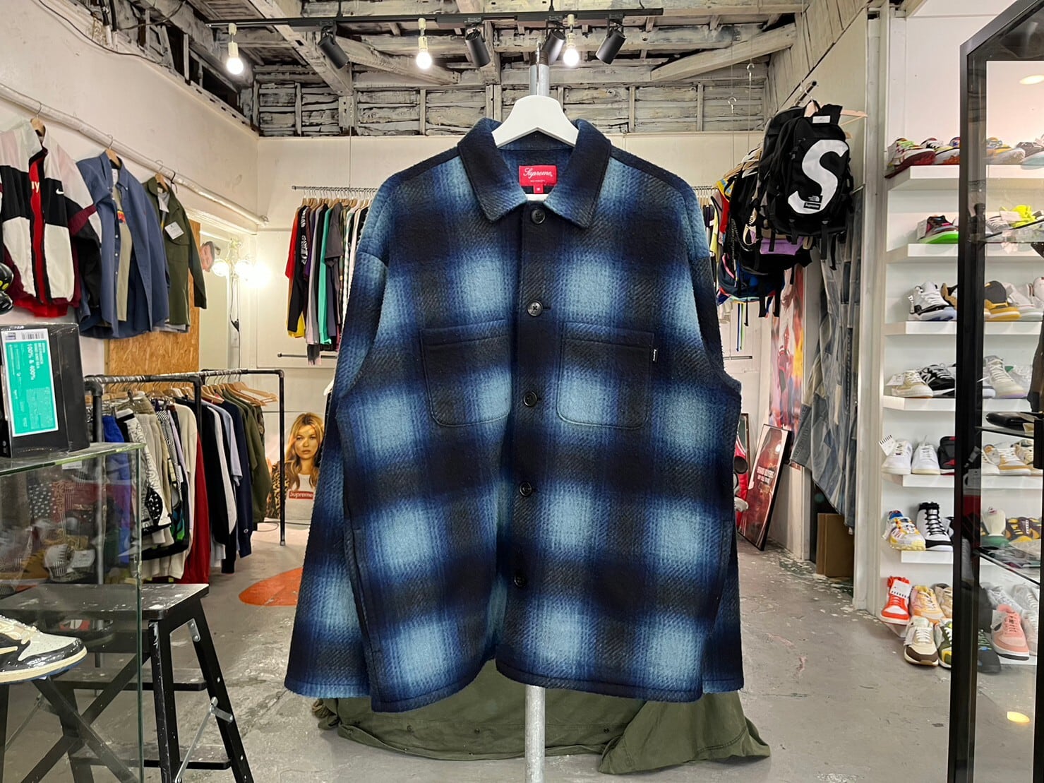 Supreme SHADOW PLAID FLEECE SHIRT BLUE MEDIUM 39848 | BRAND BUYERS  