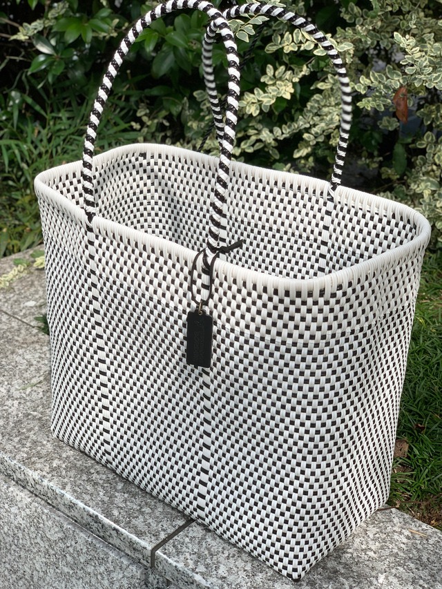 L Mercado Bag (Normal handle) White/Black Design④