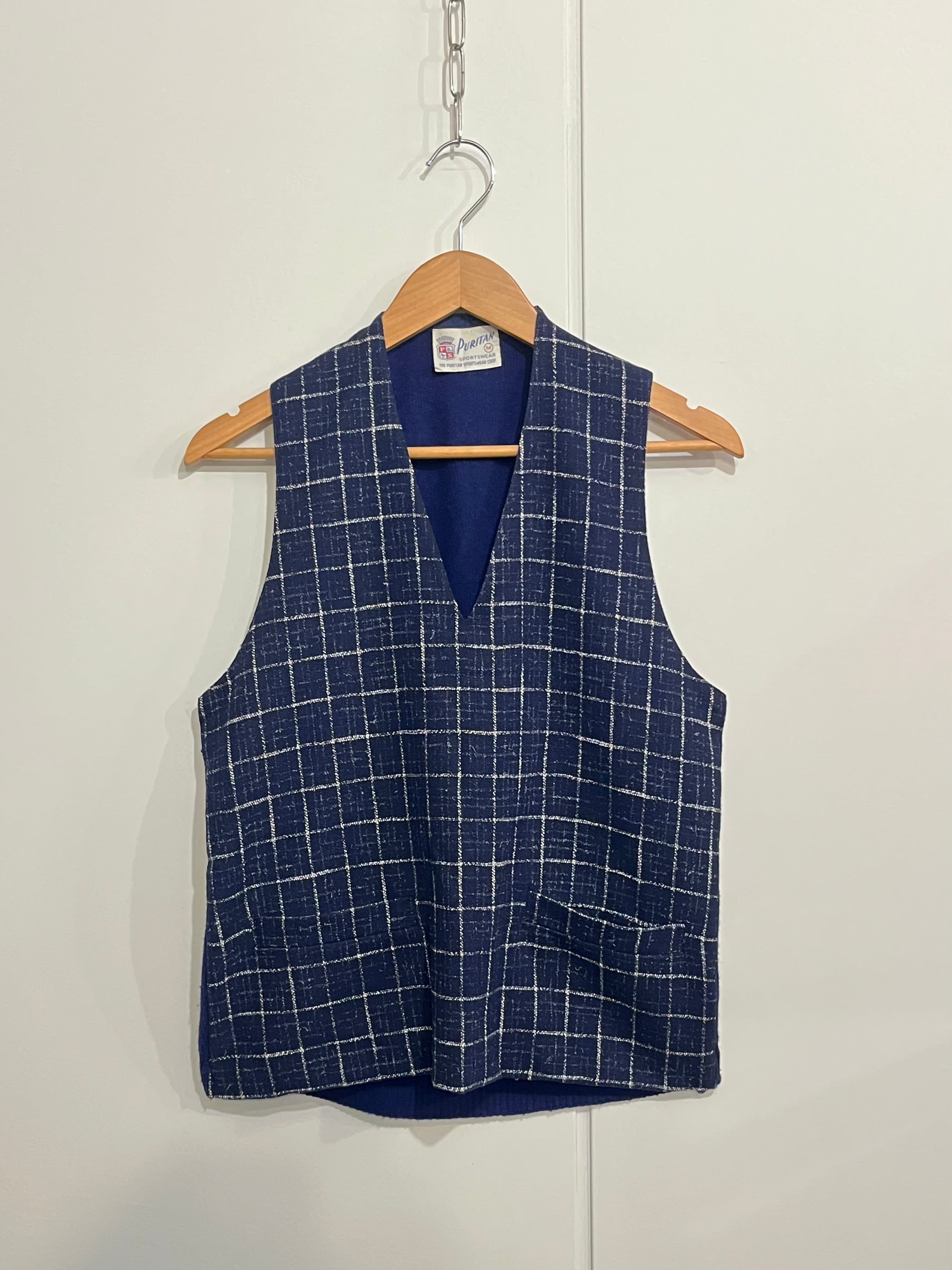 50s PURITAN Plaid Fleck Knit Vest 50年代 ピューリタン フレック