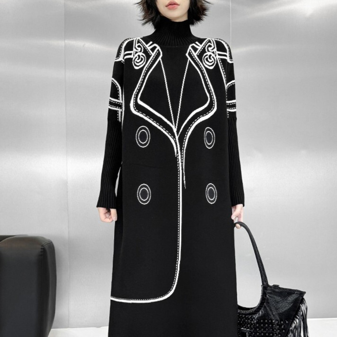 Turtleneck Long Sweater Dress / タートルネック ロング セーター ドレス ワンピース