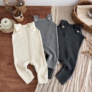 【秋作】シンプルリブサロペット