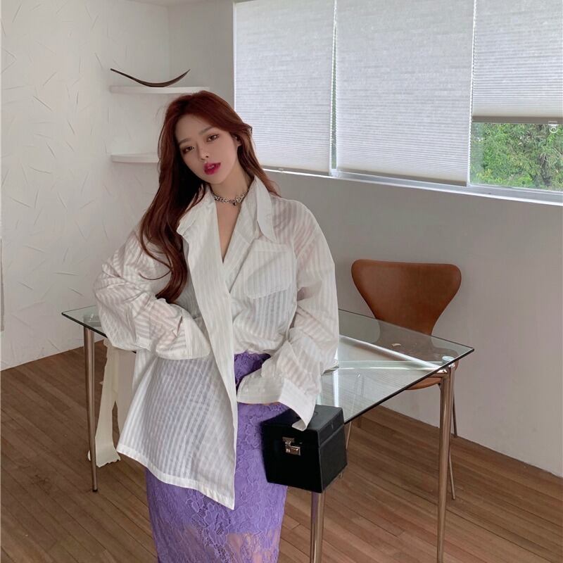 スカート レーススプリングハイウェスト薄手 春物 ブラックストロベリース48545462547