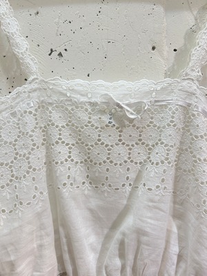 40's white lace&ribbon cotton camisole