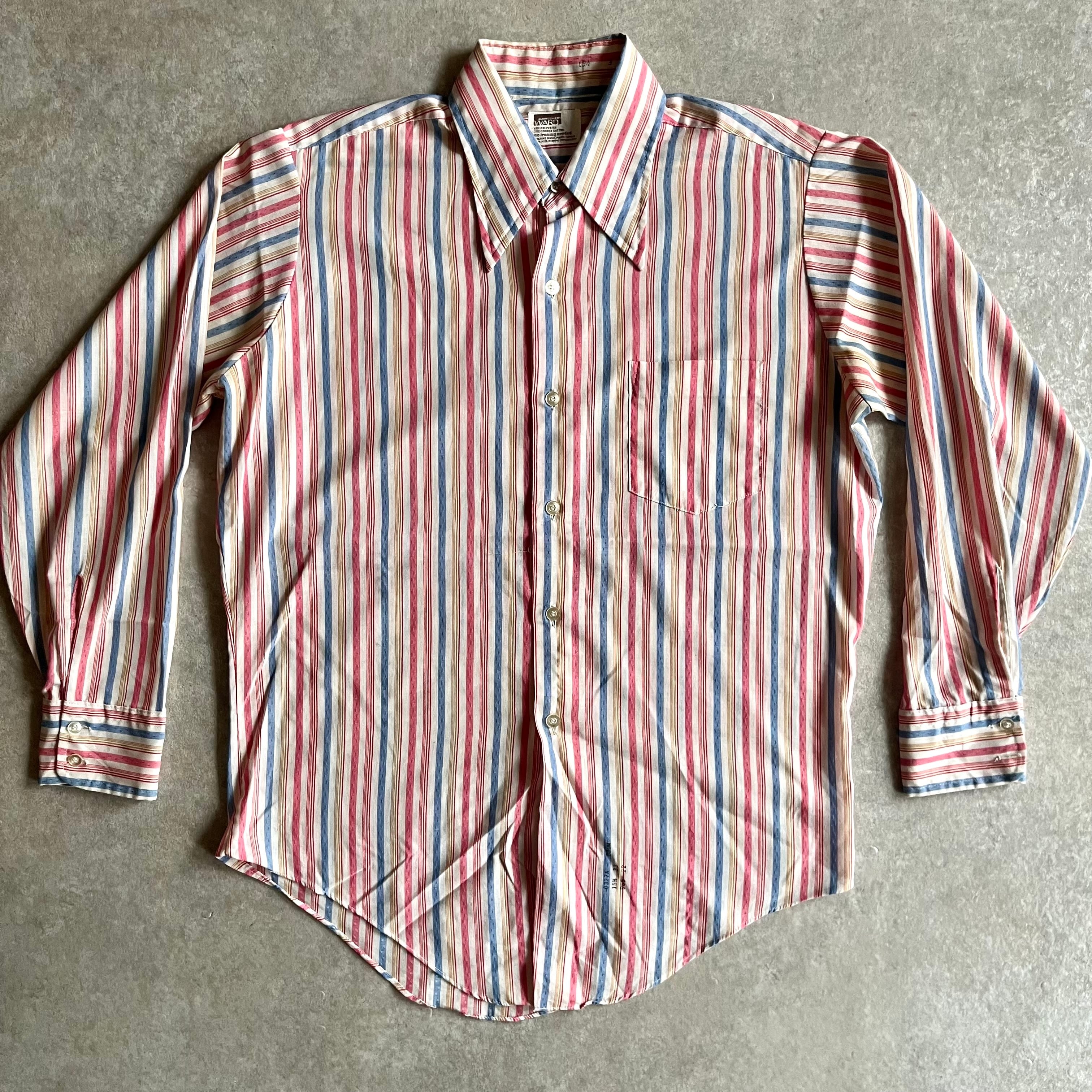 1970s MONTGOMERY WARD L/S Stripe Shirt L