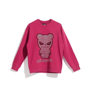 送料無料【HIPANDA ハイパンダ】男女兼用 ラインストーン スウェット トレーナー  UNISEX RHINESTONE CREW NECK SWEAT SHIRT / GRAY・BLACK・ROSERED