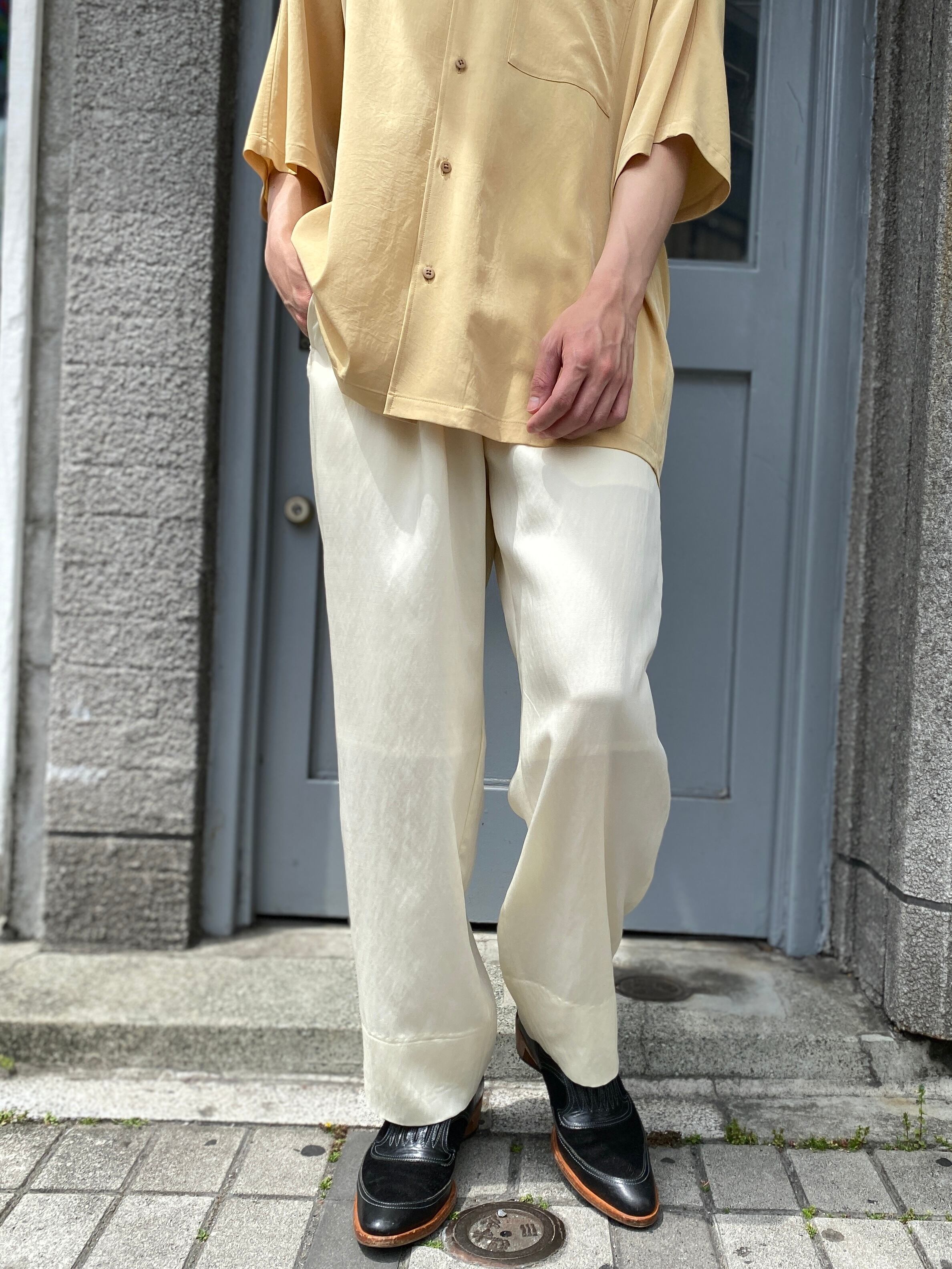 08sircus / Viscose wool stretch easy pants / ecru | ふぁいん