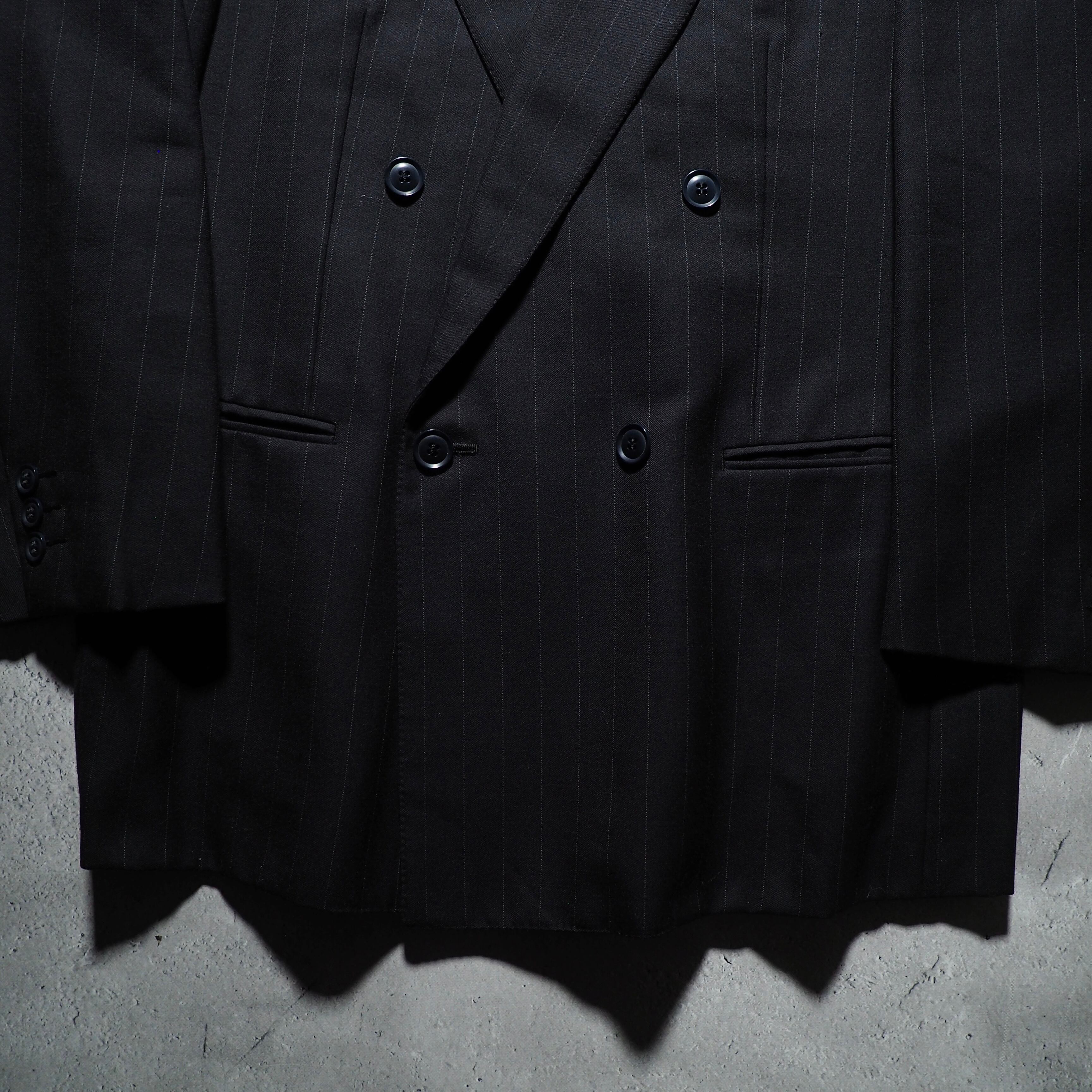 1980 - 90s Beautiful Black stripe vintage Double tailored jacket