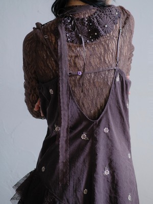 Floral Motif Lace Collar / BROWN