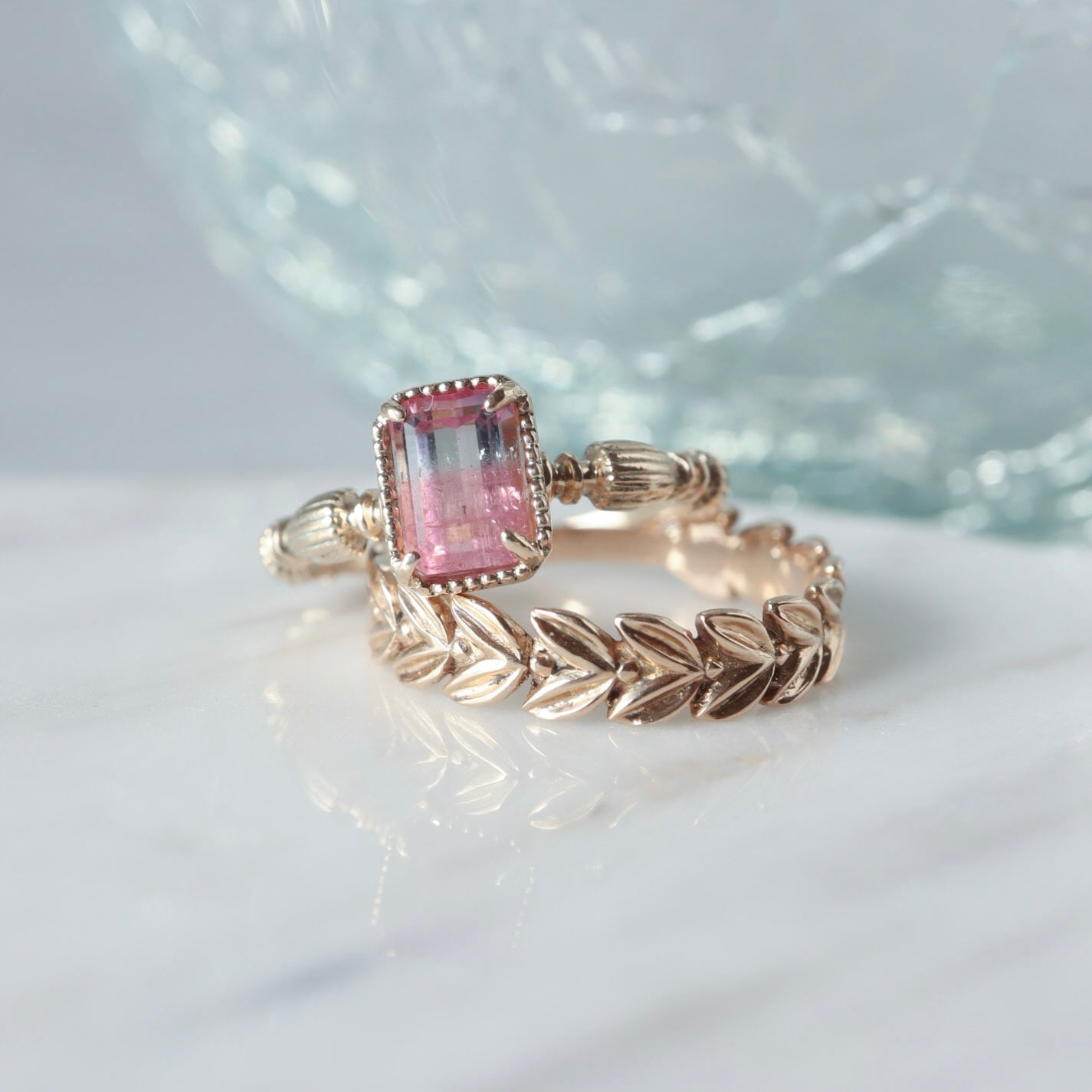 優しいピンク色 バイカラートルマリン リング【1点限定