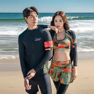 水着 メンズ レディース 上下セット M-3XL 長袖 ペアルック UVカット ラッシュガード プール ビーチ 紫外線対策 25zm299