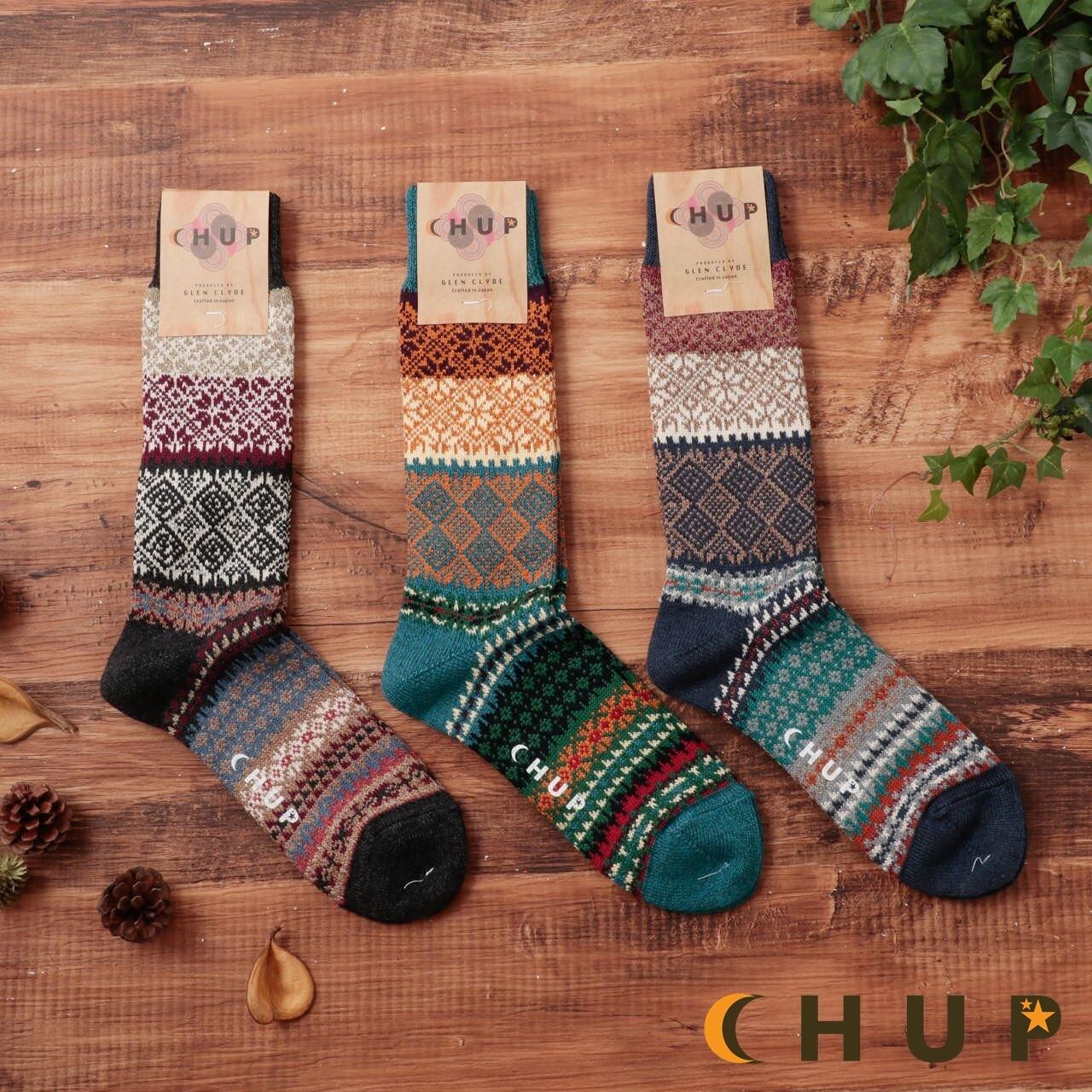 チュプ CHUP 靴下 ソックス メンズ コットン 中厚 柄物 民族 GLEN CLYDE グレンクライド LYS リュース おしゃれ ノルディック 北欧 ノルウェー かわいい ギフト プレゼント ブルーグリーン チャコール ネイビー Ll090