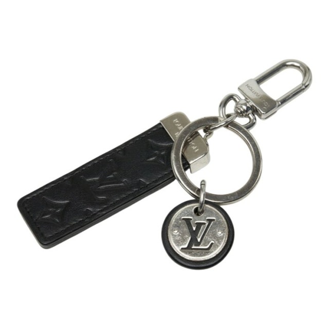 ルイ ヴィトン モノグラム ポルト クレ ネオ LV クラブ キーホルダー キーリング M02040 シルバー ブラック メタル レザー レディース LOUIS VUITTON 中古
