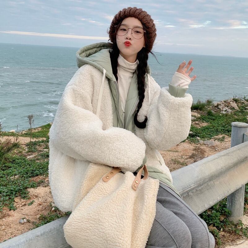 ウールベルベットジャケット コート フードレディースウィンター コットン 冬物 萌量不足71667902261