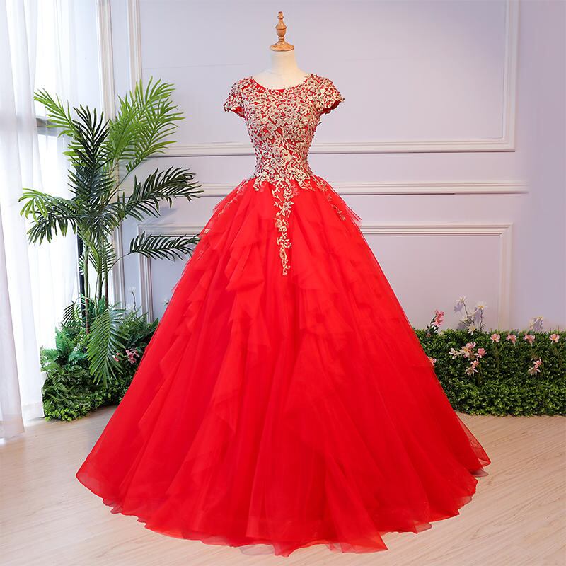 プリンセスライン グリーン ピンク レッド ブルーウェディングドレス