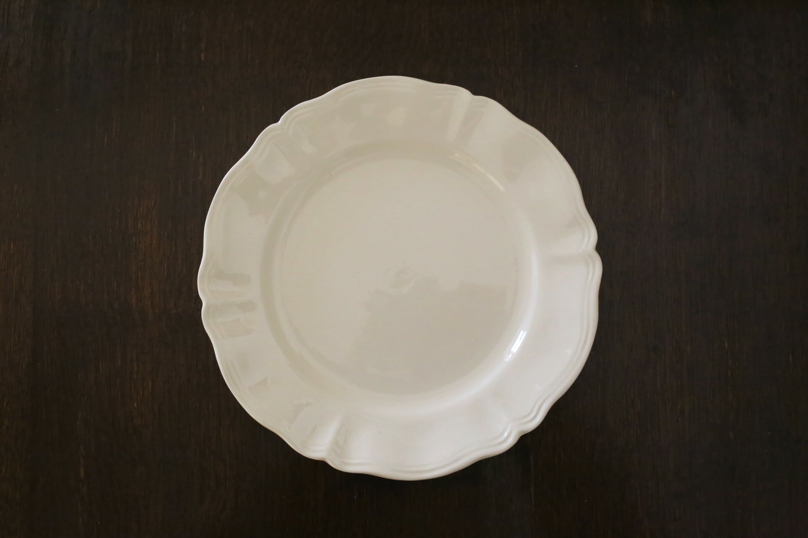 フランス アンティーク ヴィンテージ Sarreguemines サルグミンヌ 花リム デザートプレート 19.5cm