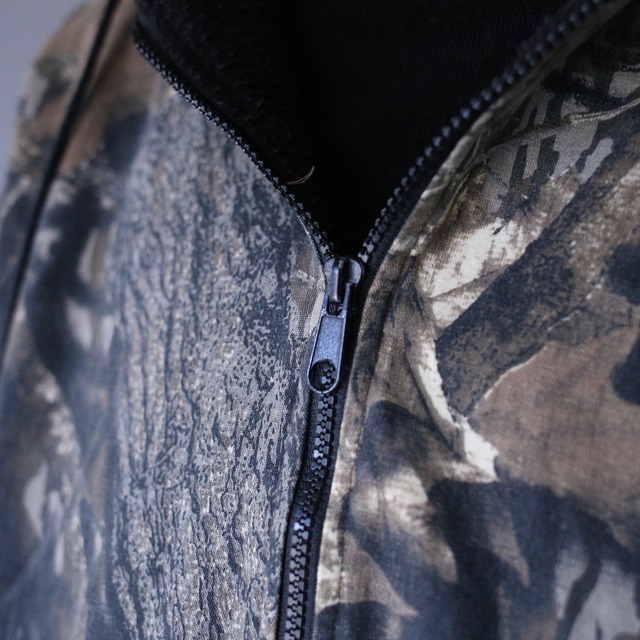 real tree camouflage pattern box silhouette zip-up hoodie jacket