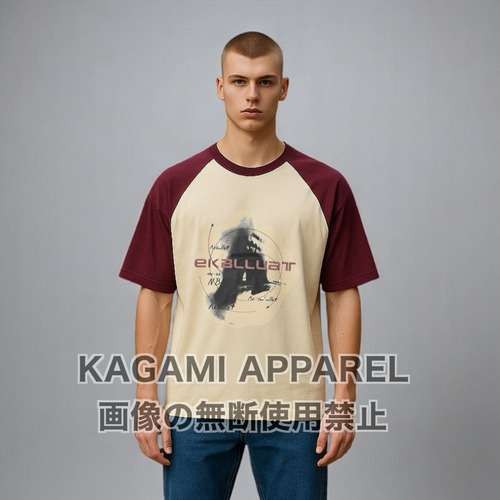 ラグランTシャツ 半袖 グランジ アメカジ y2k 古着 レッド 赤 kt3